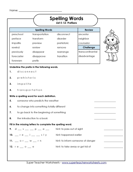 Question Worksheet (E-12)
