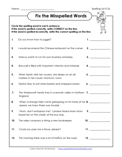 Fix the Misspelled Words (E-26)