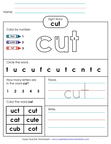 Worksheet 4: Cut