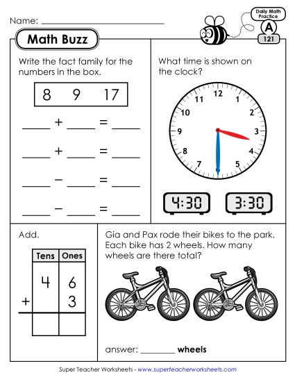 Math Buzz: Week 25<br>Worksheets 121 through 125