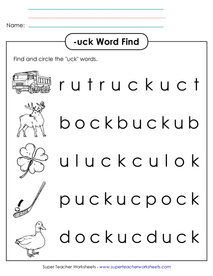 Circle the Words (-uck)