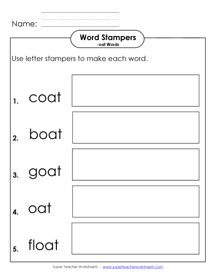 Letter Stampers Activity (-oat Words)