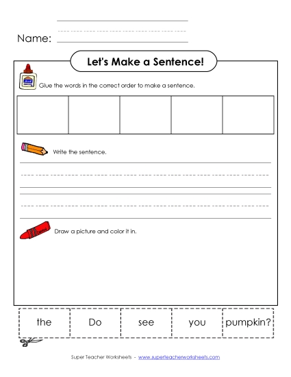 Build-a-Sentence: Pumpkin Sentences Basic Worksheet