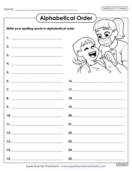 Alphabetical Order: Whole List (Careers)