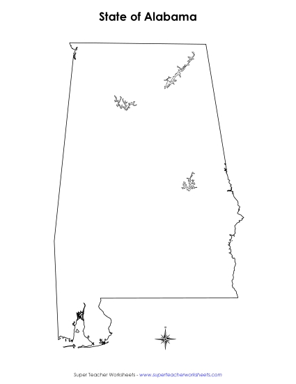 Blank Alabama Map<br>(No Bordering States)