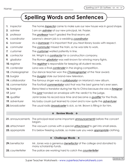 Spelling Sentences (F-23)