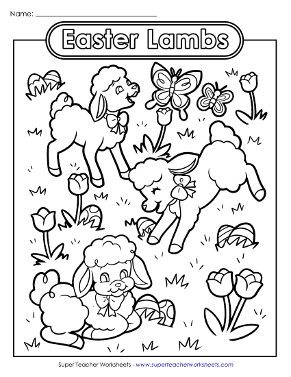 Coloring Page: Easter Lambs