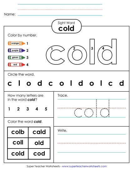 Worksheet 4: Cold