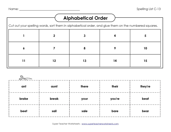ABC Order: Cut-Glue (C-13)