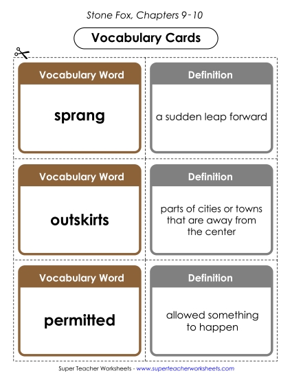 Vocabulary Cards for Chapters 9-10