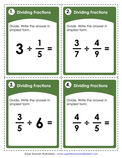 Task Cards: Dividing Fractions