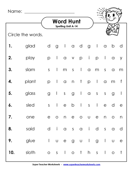 Horizontal Word Hunt (A-14)