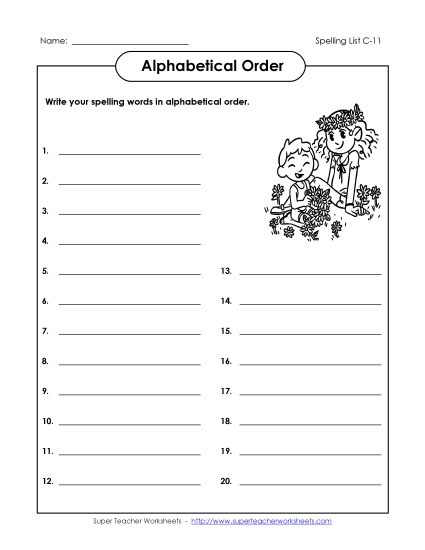 ABC Order: Write List (C-11)
