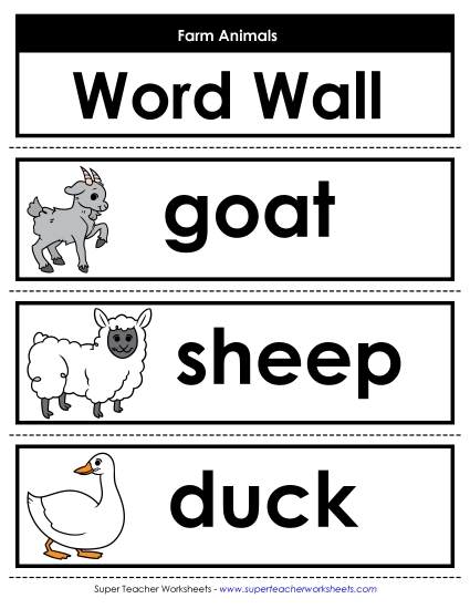 Farm Animal Word Wall
