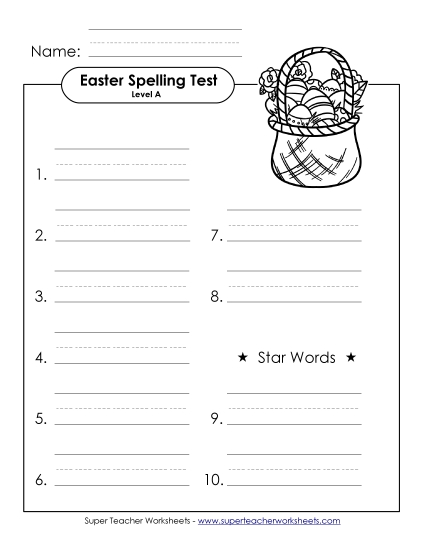 Spelling Test (A-Easter) 