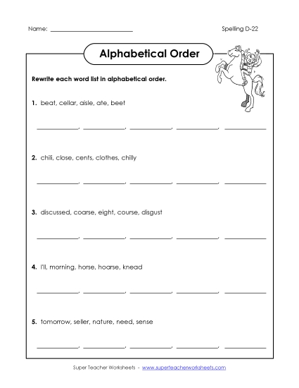 Alphabetical Order (D-22)