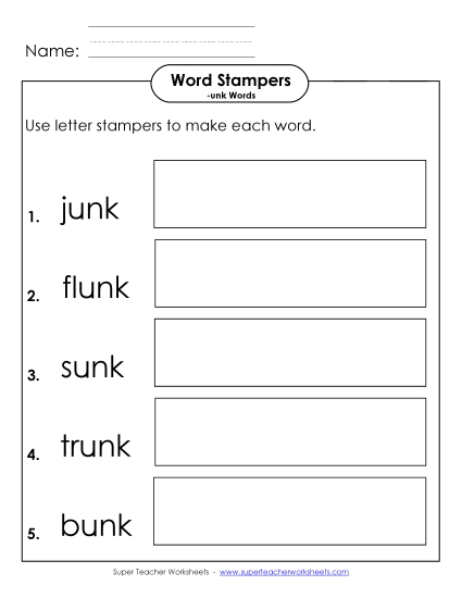 Letter Stampers Activity (-unk Words)