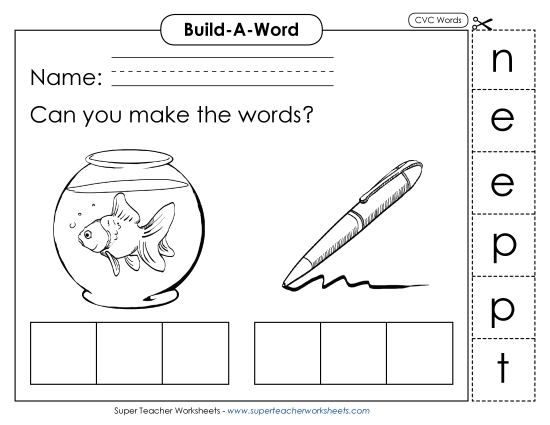 Build Words: Pet and Pen