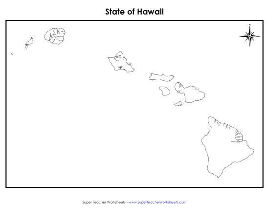 Blank Hawaii Map<br>(No Bordering States)