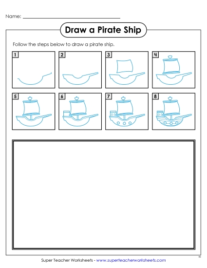 Draw a Pirate Ship Learning To Draw Worksheet