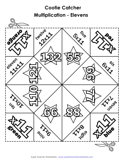 Cootie Catcher: Multiply by 11s