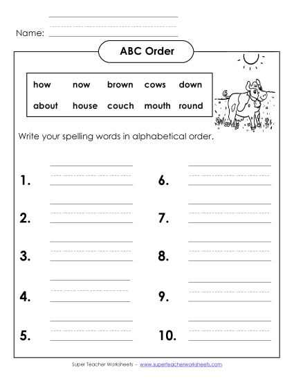 ABC Order: Write List (B-20)