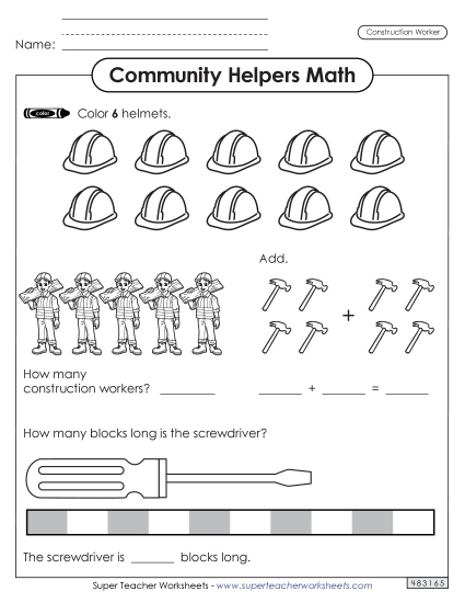 Community Helpers Math: Construction Worker
