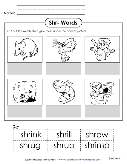 Cut and Glue (Shr- Words)