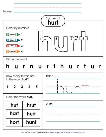 Worksheet 4: Hurt