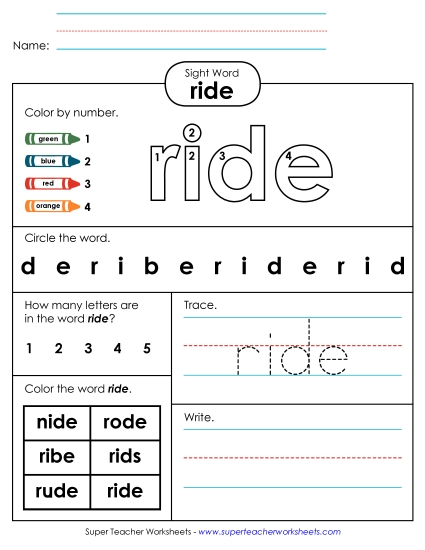 Worksheet 4: Ride