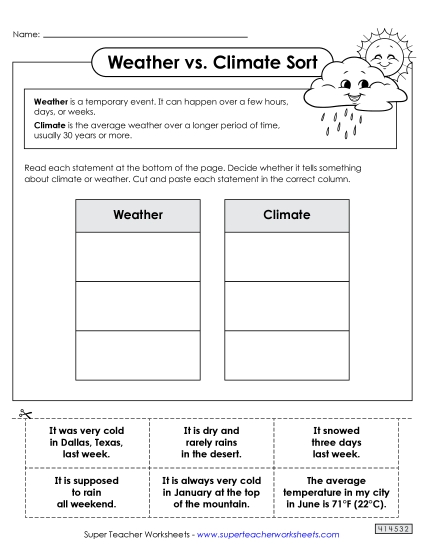 Weather vs. Climate Sort (Cut & Glue)
