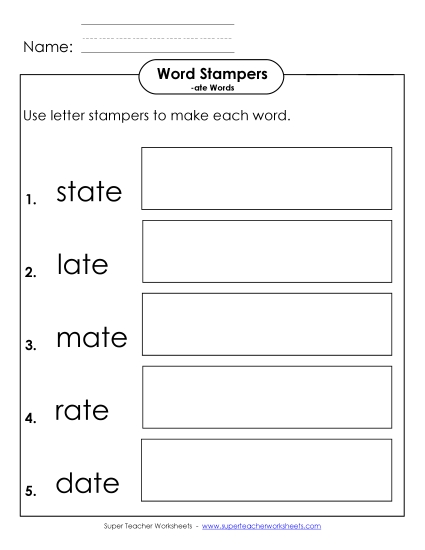 Letter Stampers Activity (-ate Words) 