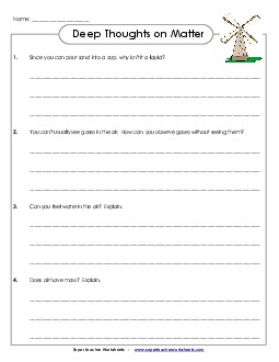 Deep Thoughts on Matter 3rd Grade Science Worksheet
