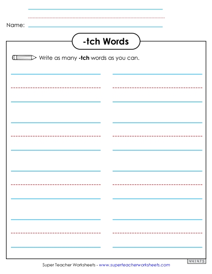 Phonics Brainstorm (-tch Words)