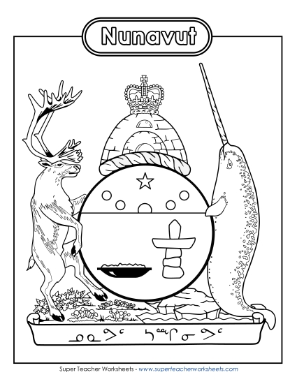 Nunavut Coat of Arms (Black & White)
