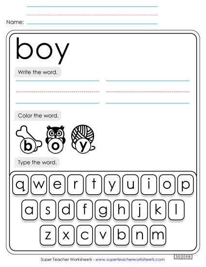 Write, Color, Type: Boy