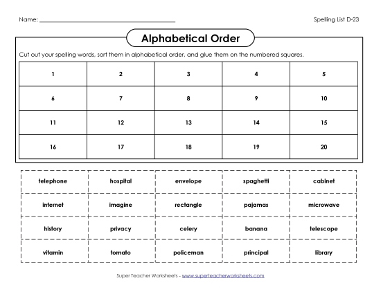 ABC Order: Cut and Glue (D-23)
