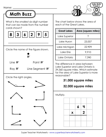 Math Buzz: Week 11<br>Worksheets 51 through 55