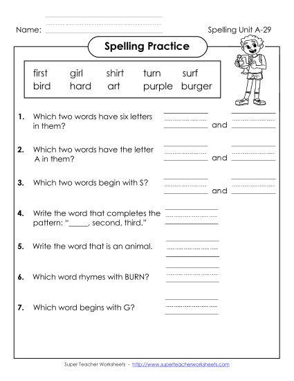 Spelling Practice (A-29)