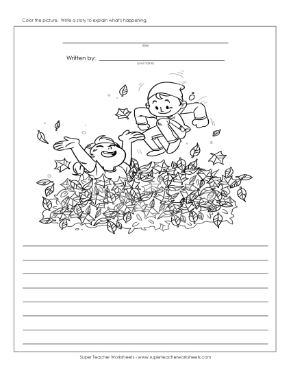 Writing Story Pic: Leaf Jump Writing Storypics Worksheet