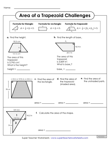 Area of Trapezoids Challenges (Advanced)