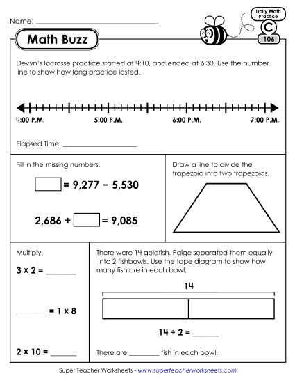 Math Buzz: Week 22<br>Worksheets 106 through 110