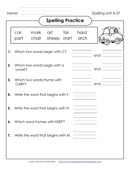 Spelling Practice (A-27)