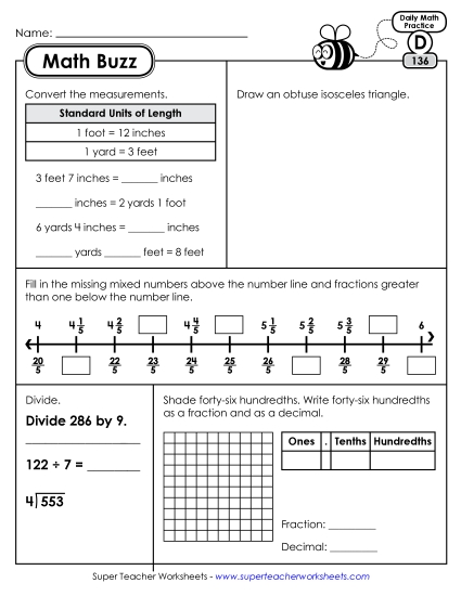 Math Buzz: Week 28<br>Worksheets 136 through 140