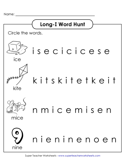 Long I: Horizontal Word Hunt<br>(Illustrated)