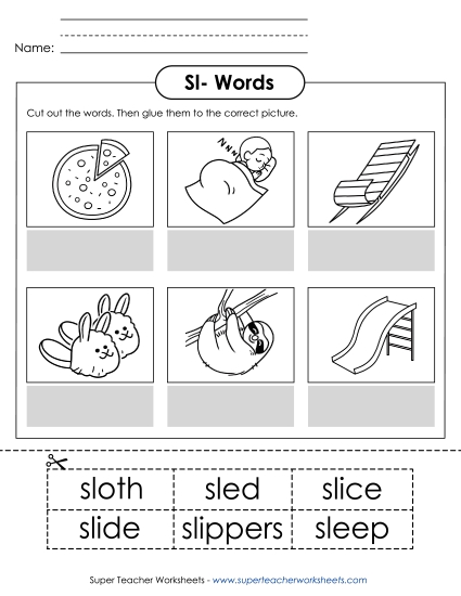 Cut and Glue (Sl- Words) 