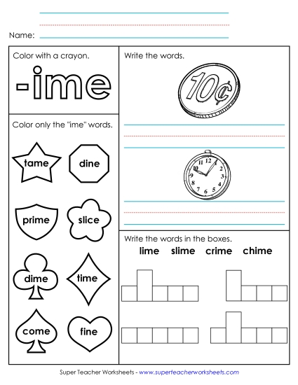 Worksheet 1 (-ime Words)