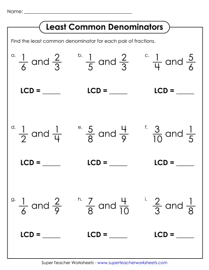 Least Common Denominator (2 Fractions)