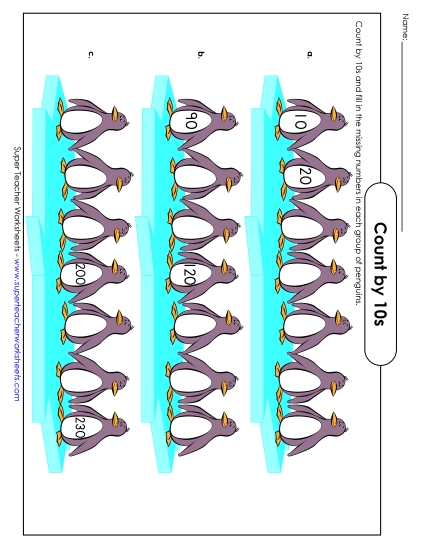 Penguin Skip Counting (10s)