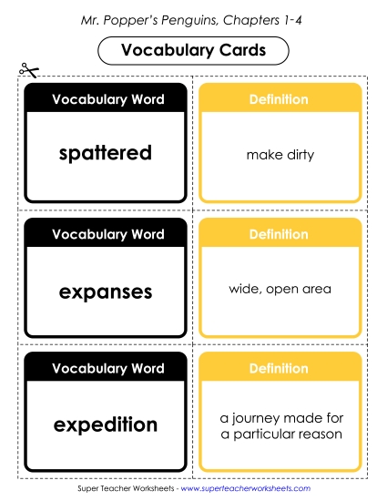 Vocabulary Cards for Chapters 1-4